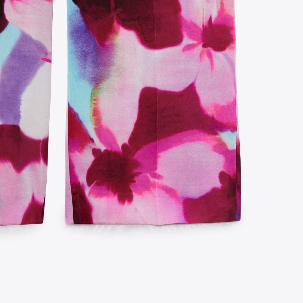 Zara Satin Floral Printed Pants - Picture 6 of 7